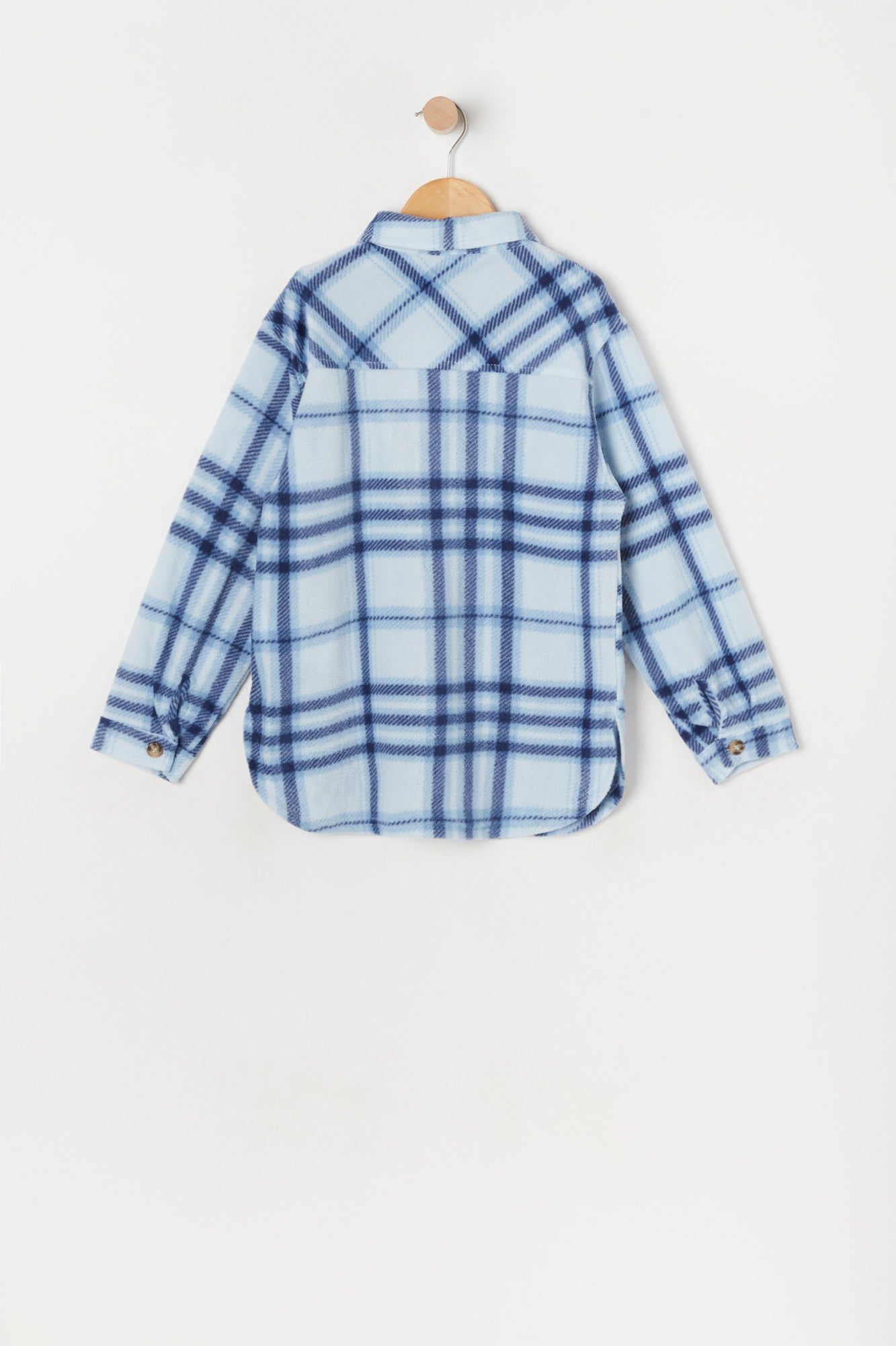 Girls Blue Plaid Polar Fleece Shacket sold by Urban Planet product image thumbnail 2