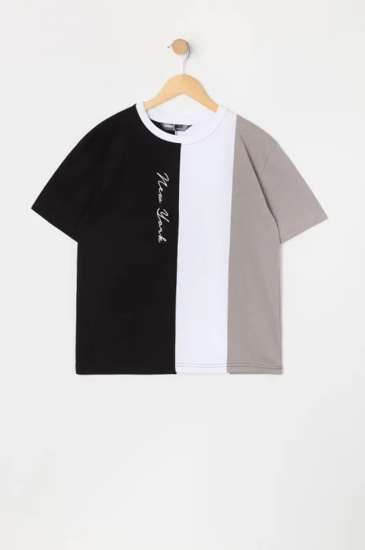 Boys New York Embroidered Colourblock T-Shirt sold by Urban Planet