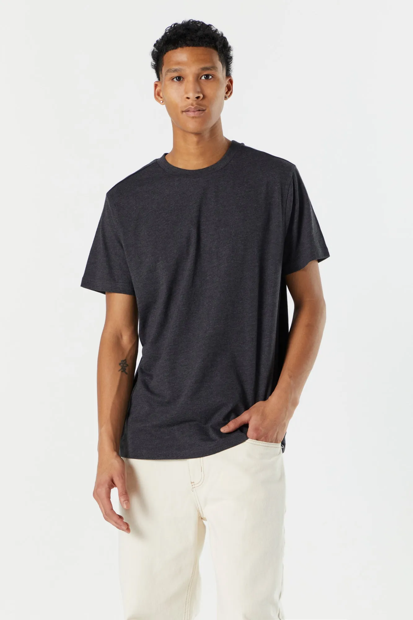 Basic Washed Crewneck T-Shirt sold by Urban Planet product image thumbnail 4