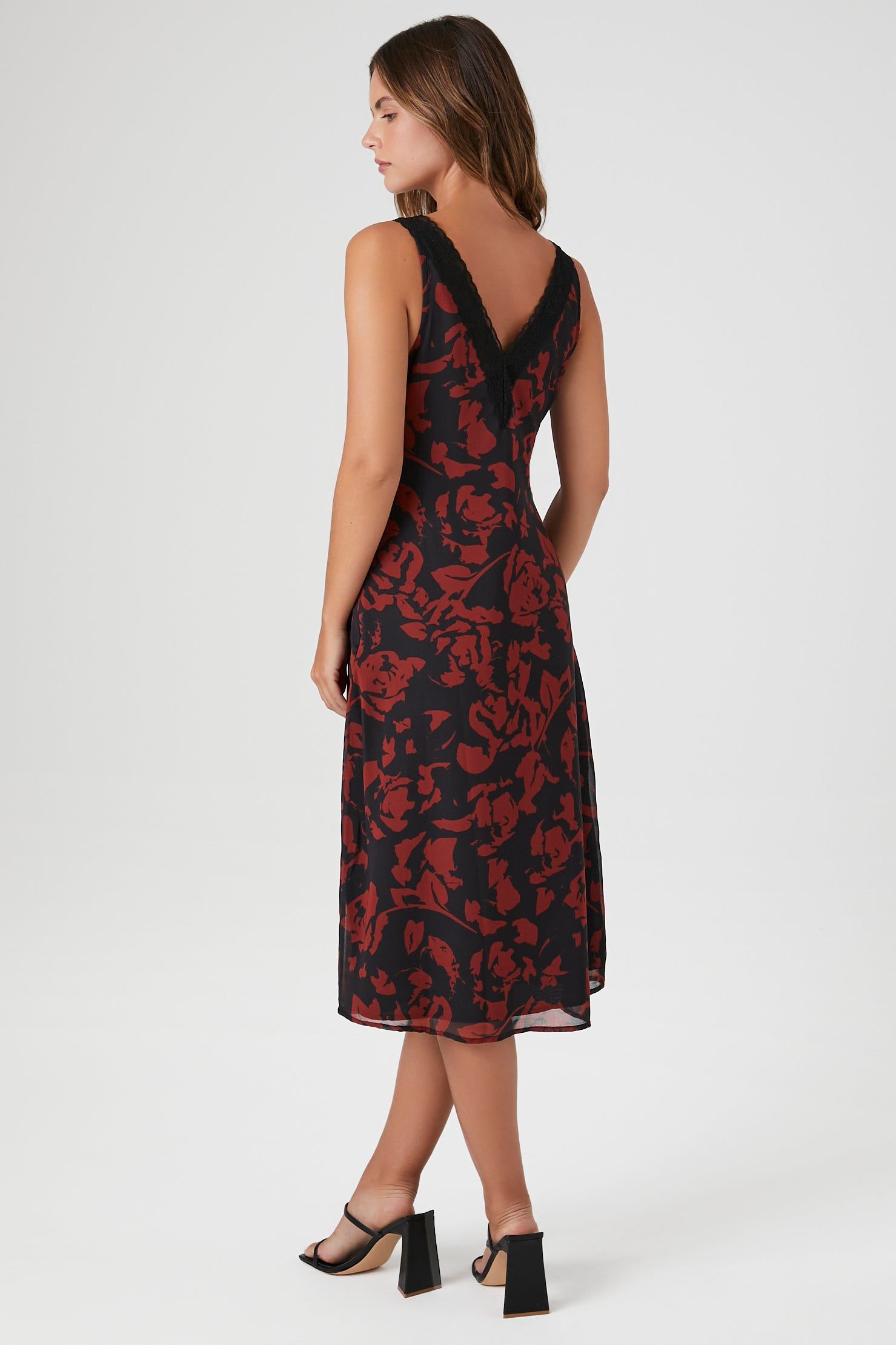 Chiffon Floral Print Lace Trim Midi Dress sold by Urban Planet product image thumbnail 2