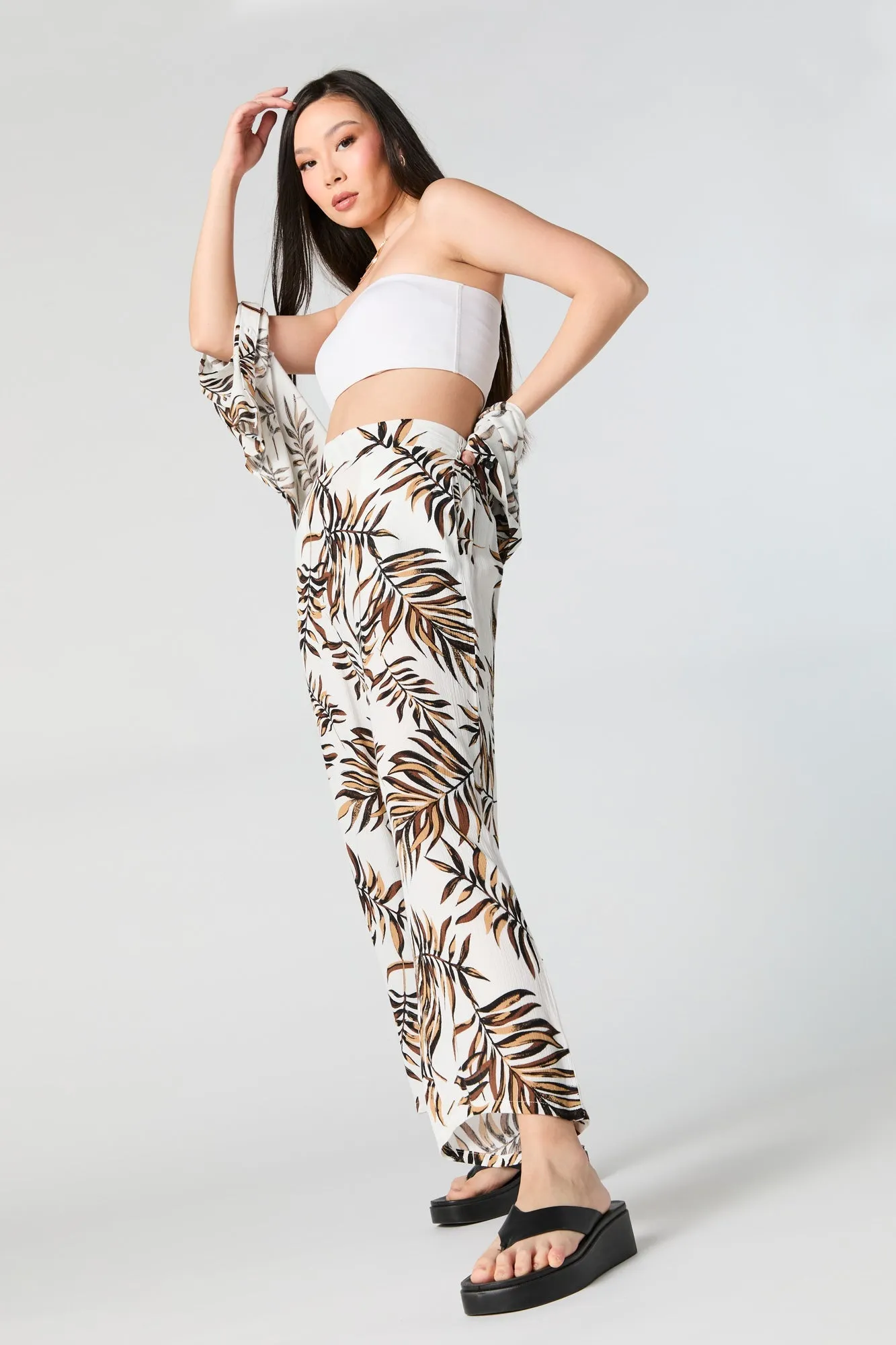 Cropped Textured Wide Leg Pant sold by Urban Planet product image thumbnail 4
