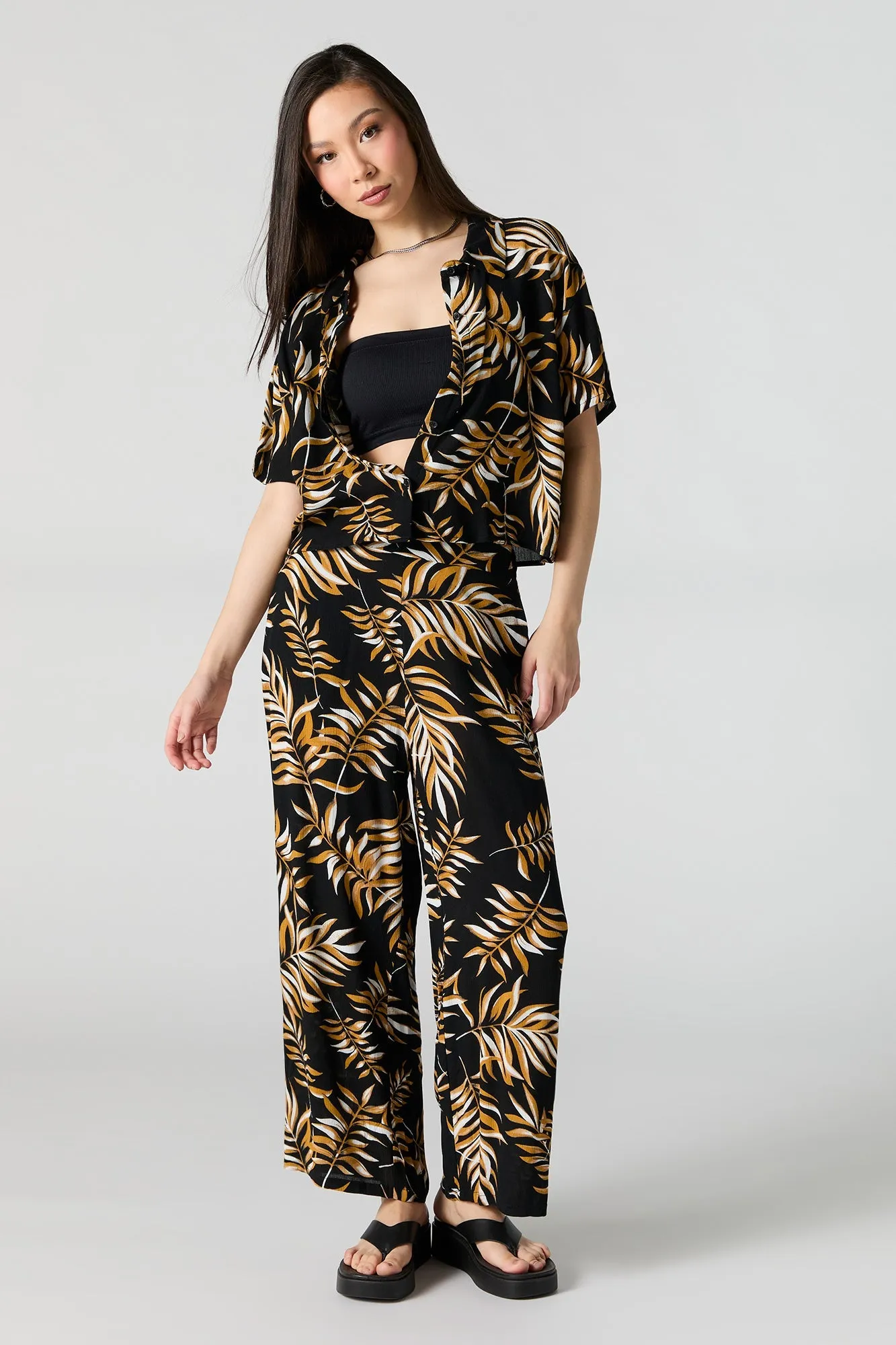 Cropped Textured Wide Leg Pant sold by Urban Planet