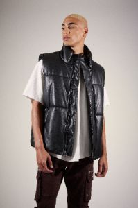Faux Leather Funnel Neck Vest sold by Urban Planet
