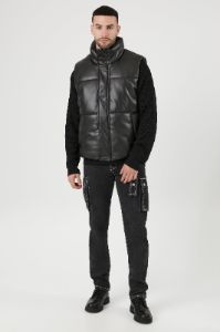 Faux Leather Funnel Neck Vest sold by Urban Planet