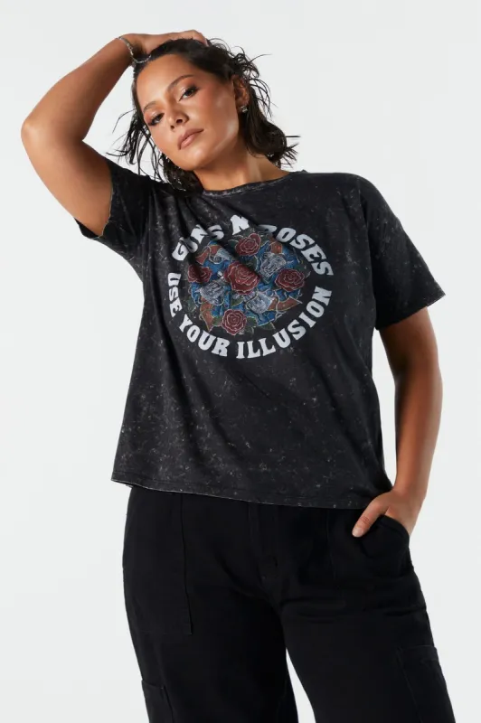 T-shirt coupe garçonne à imprimé délavé Guns n Roses sold by Urban Planet