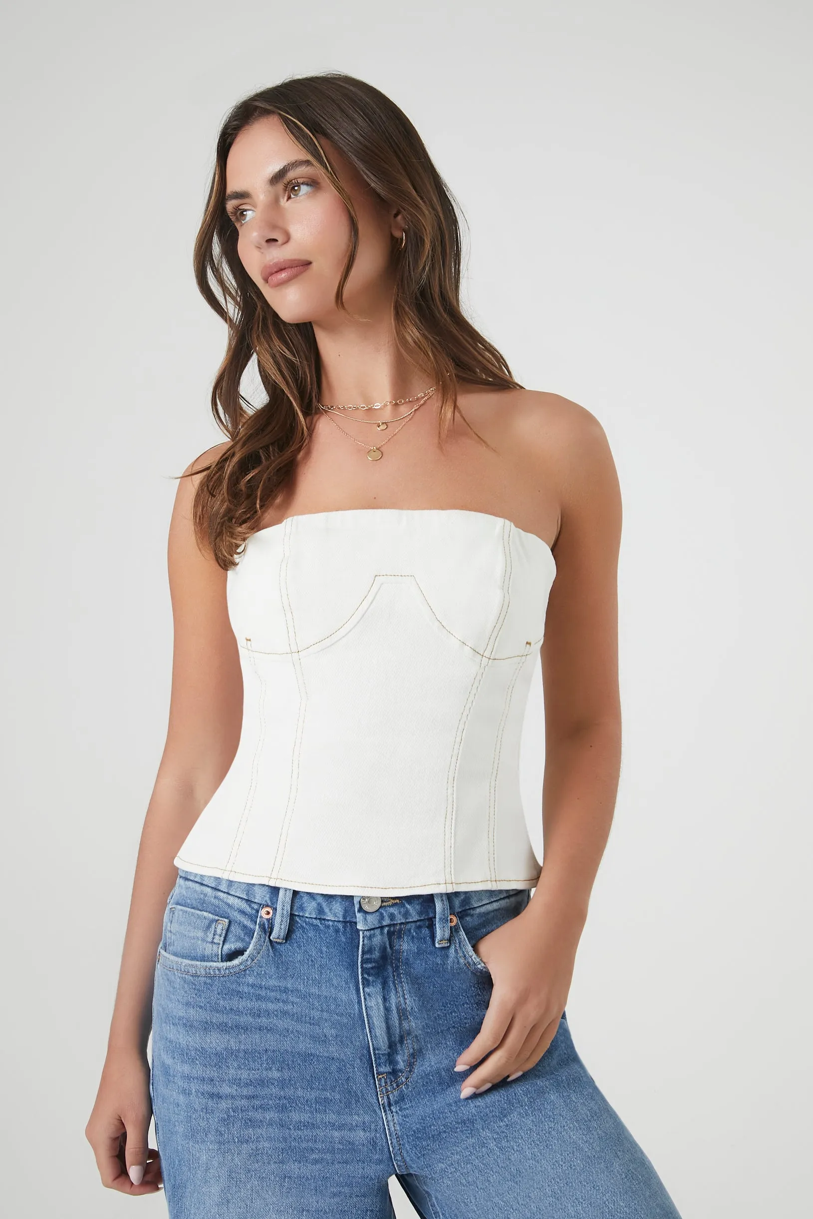Haut bustier tubulaire en denim sold by Urban Planet product image thumbnail 2
