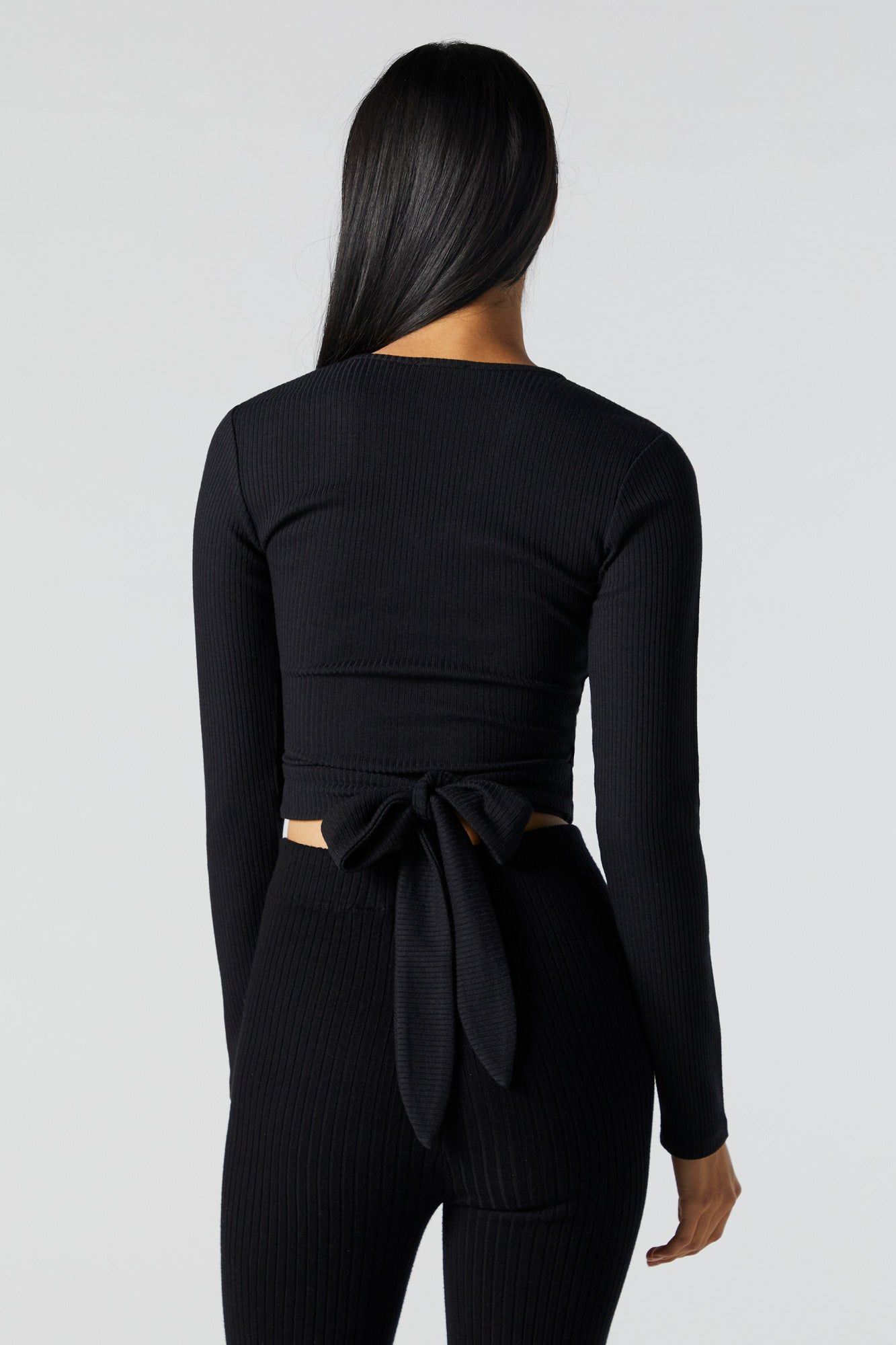 Ribbed Long Sleeve Wrap Top sold by Urban Planet product image thumbnail 2