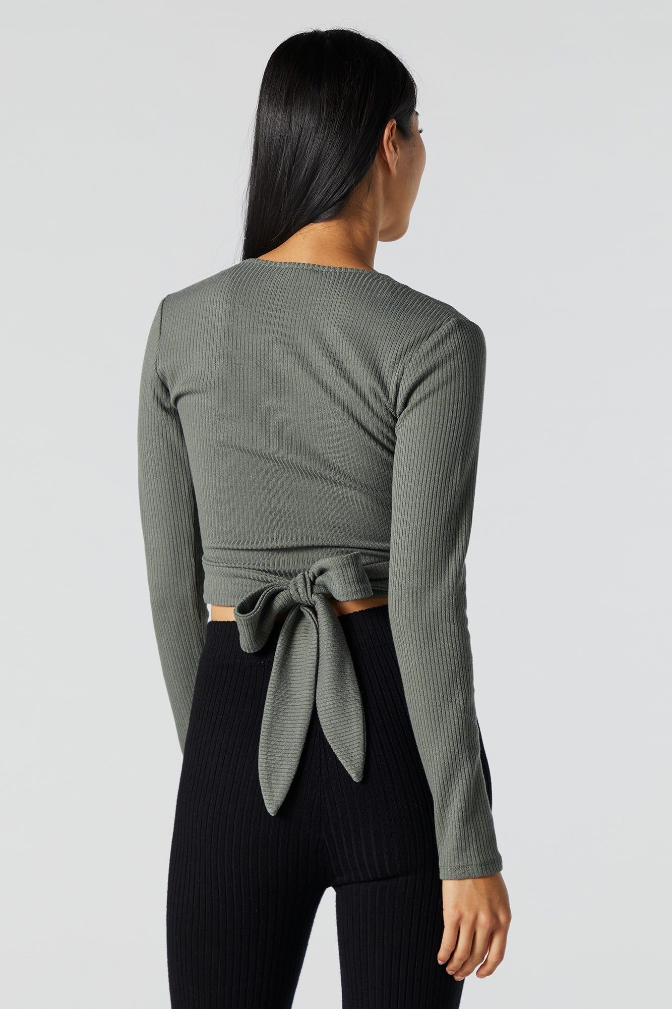 Ribbed Long Sleeve Wrap Top sold by Urban Planet product image thumbnail 5