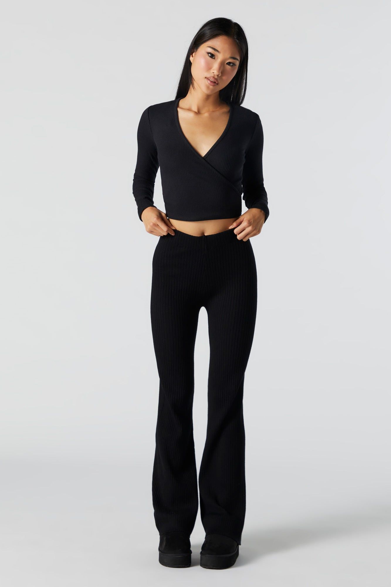 Ribbed Long Sleeve Wrap Top sold by Urban Planet product image thumbnail 3