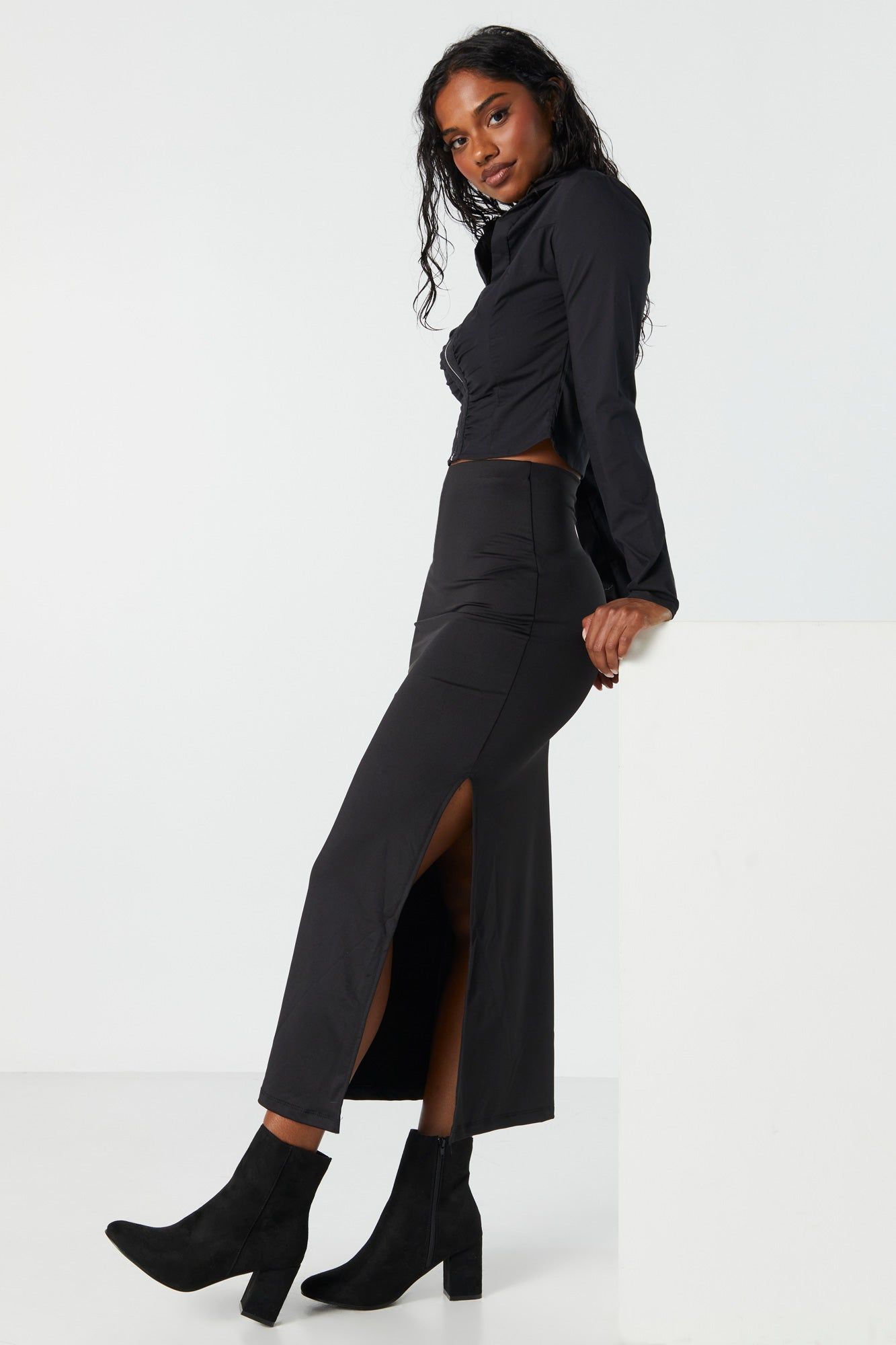 Faux-Suede Heeled Bootie sold by Urban Planet