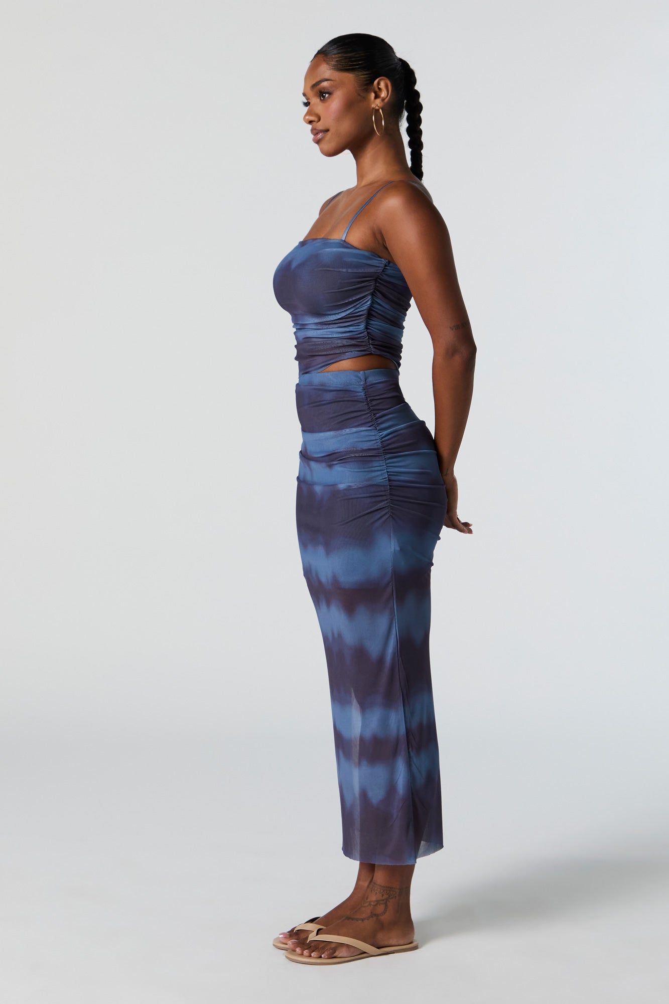 Jupe midi en filet ruché imprimé sold by Urban Planet product image thumbnail 2