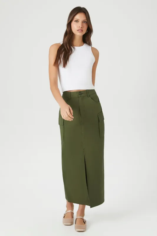 Twill Cargo Maxi Skirt sold by Urban Planet