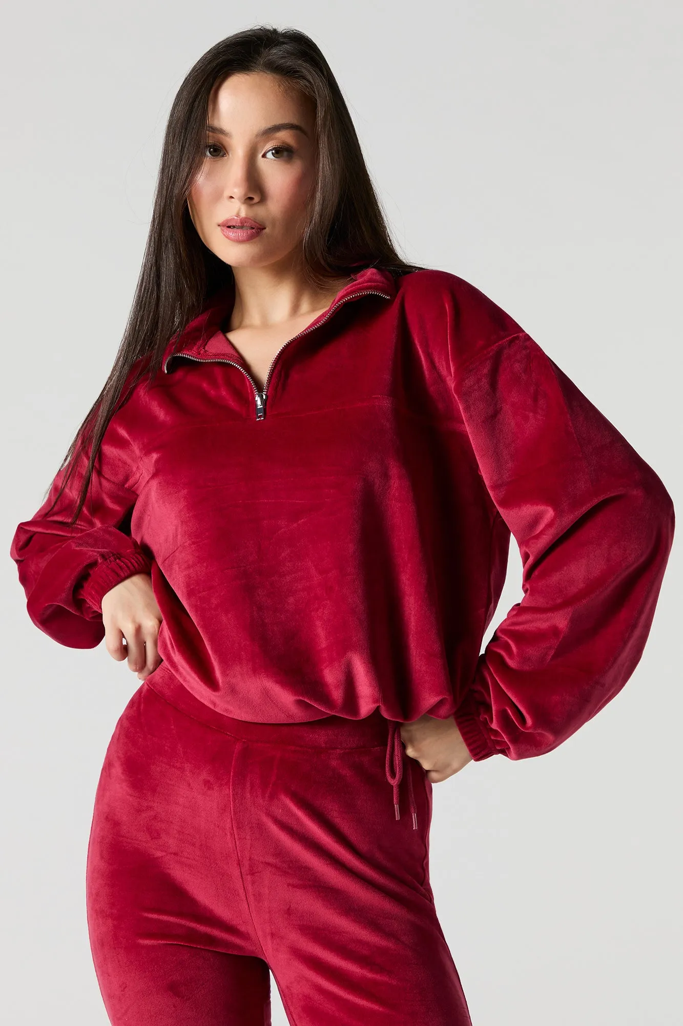 Chandail en velours avec quart de fermeture à glissière sold by Urban Planet product image thumbnail 5