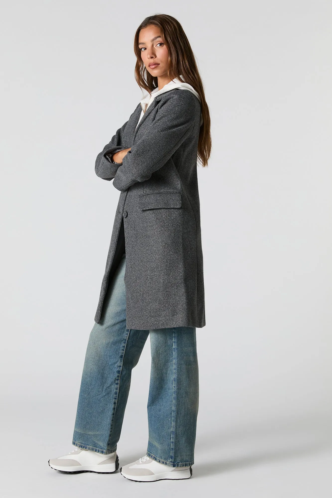 Collared Double Button Coat sold by Urban Planet product image thumbnail 2
