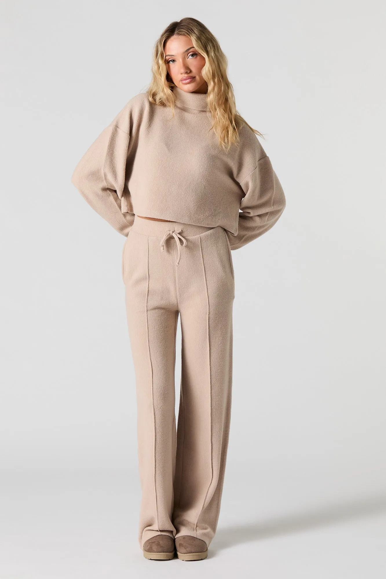 Ribbed Knit Cropped Turtleneck Top sold by Urban Planet product image thumbnail 3