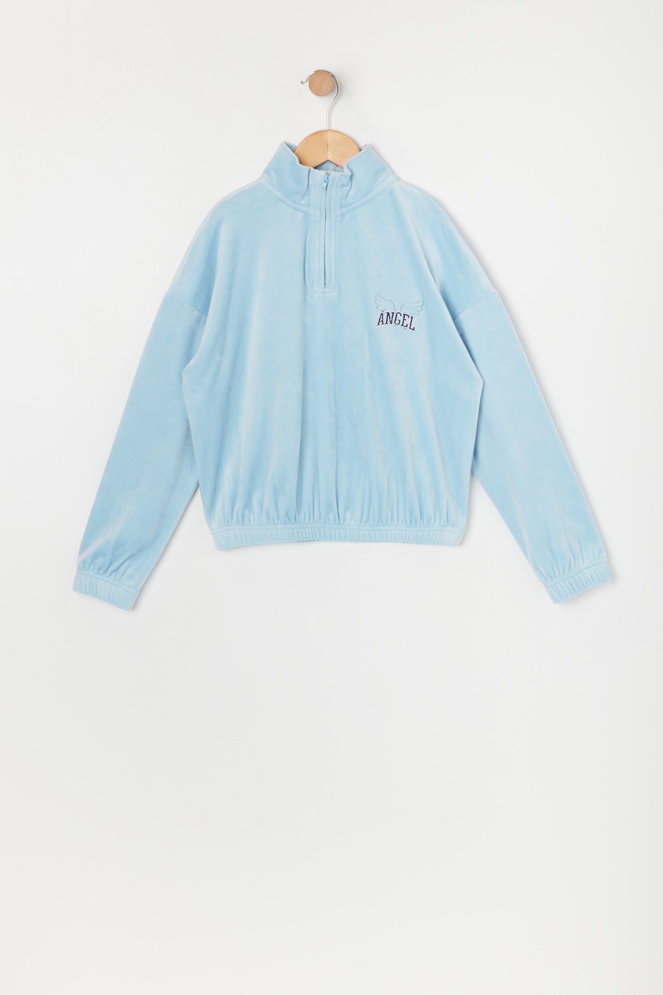 Girls Velour Angel Quarter Zip Jacket sold by Urban Planet
