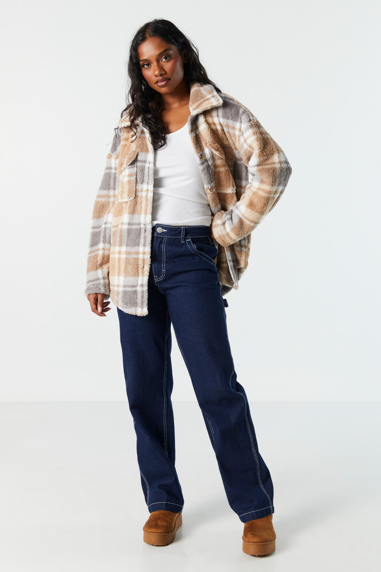 Plush Plaid Shacket sold by Urban Planet product image thumbnail 3