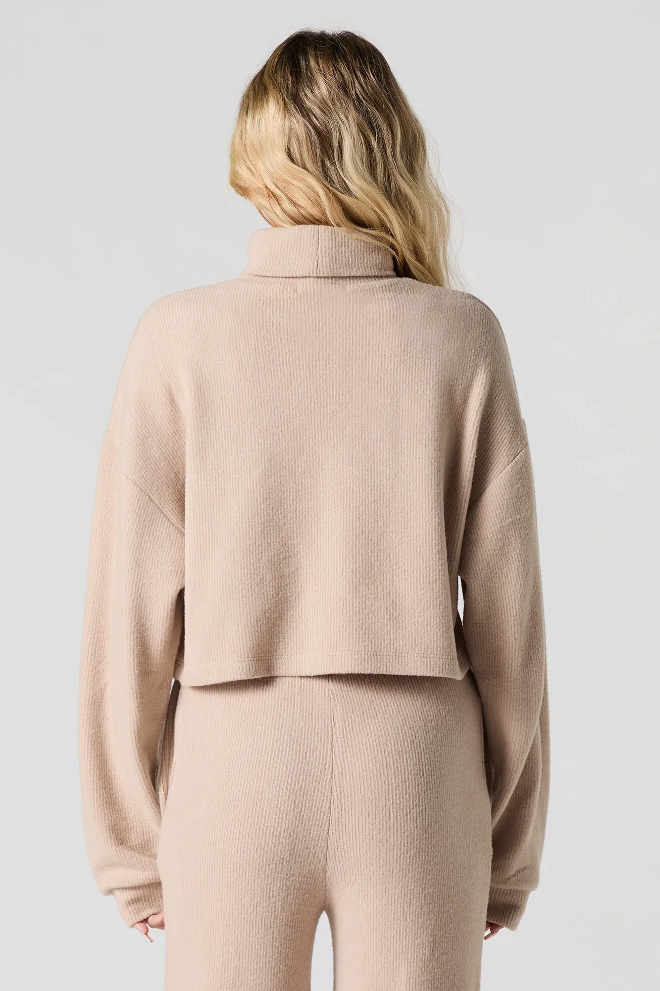 Ribbed Knit Cropped Turtleneck Top sold by Urban Planet product image thumbnail 2