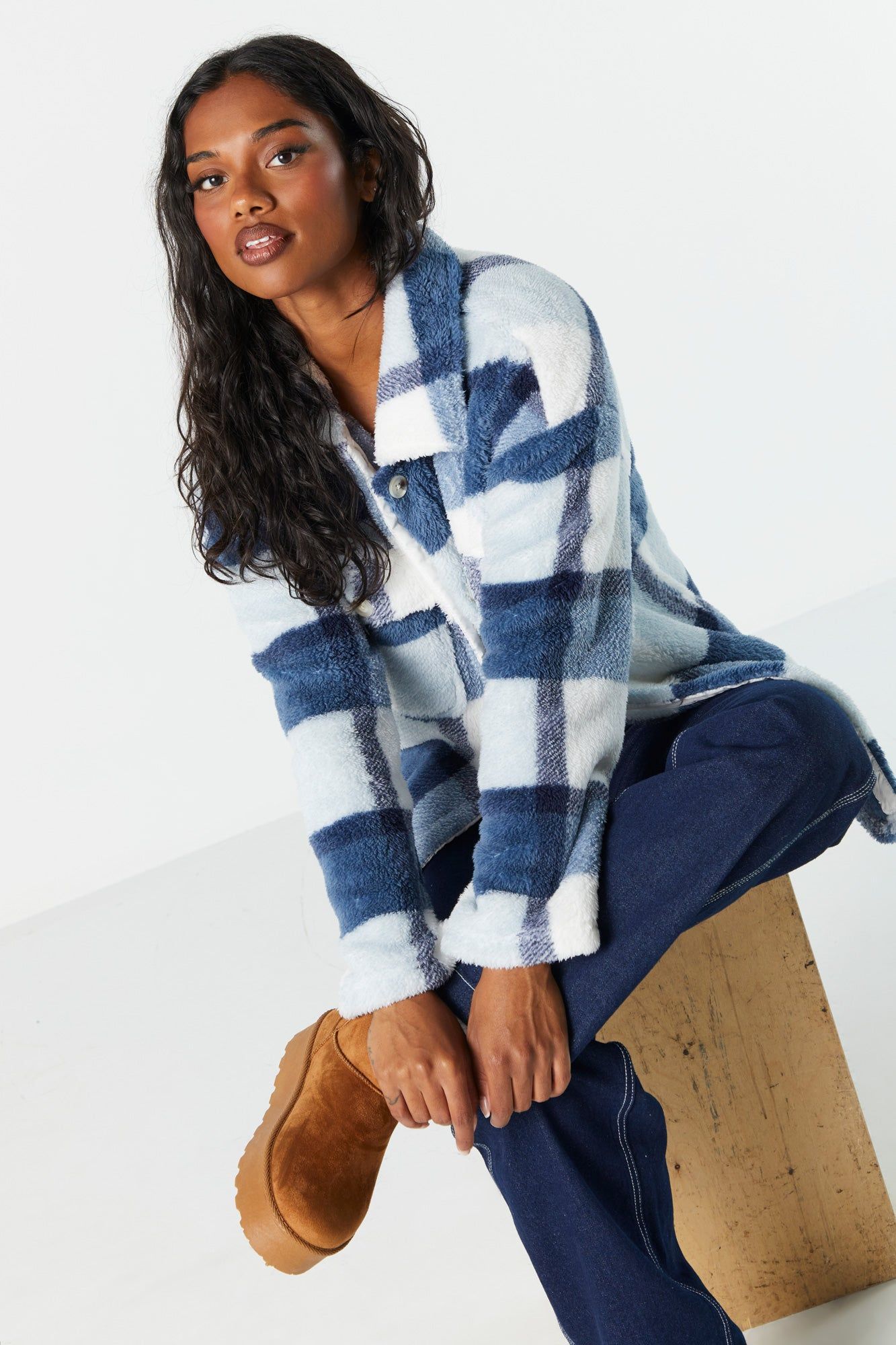 Plush Plaid Shacket sold by Urban Planet product image thumbnail 5