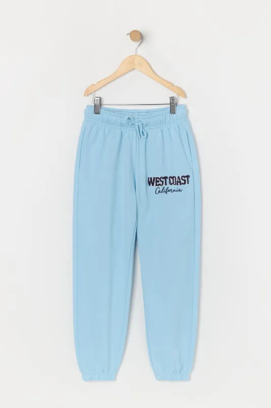 Girls West Coast Chenille Embroidered Fleece Jogger sold by Urban Planet