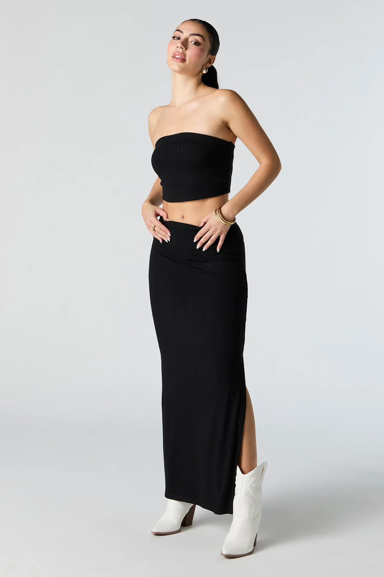 Ribbed Slit Maxi Skirt sold by Urban Planet product image thumbnail 5