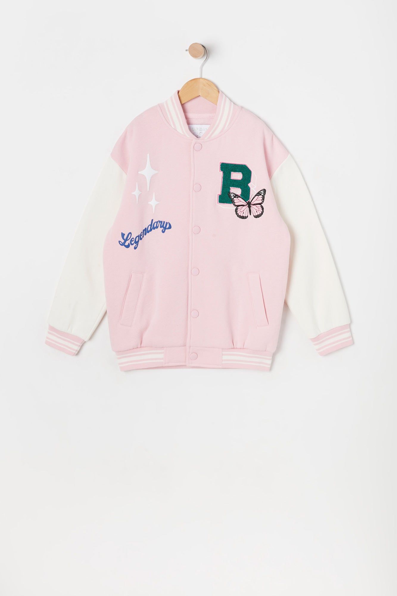 Girls Chenille B Fleece Varsity Jacket sold by Urban Planet
