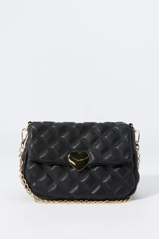 Quilted Heart Clasp Crossbody Purse sold by Urban Planet