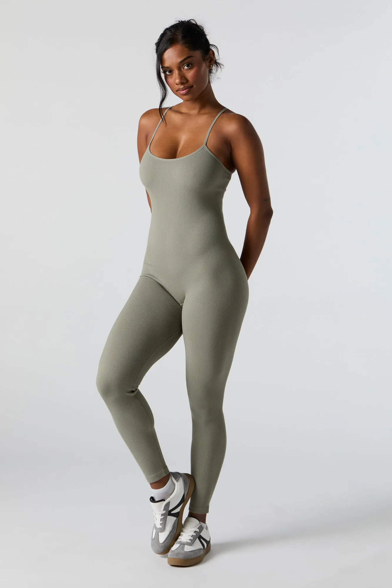 Seamless Ribbed Cami Jumpsuit sold by Urban Planet product image thumbnail 4