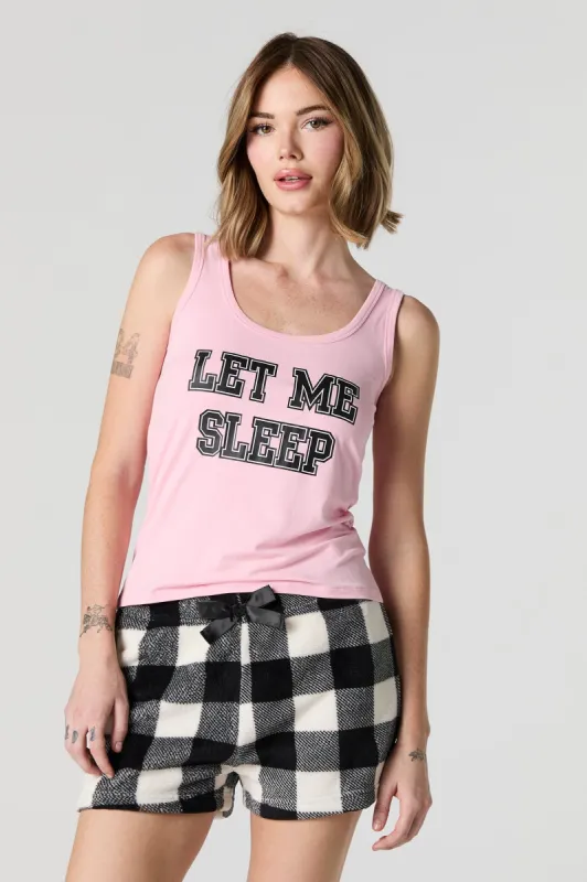 Sleep Graphic Tank and Plush Short 2 Piece Pajama Set sold by Urban Planet