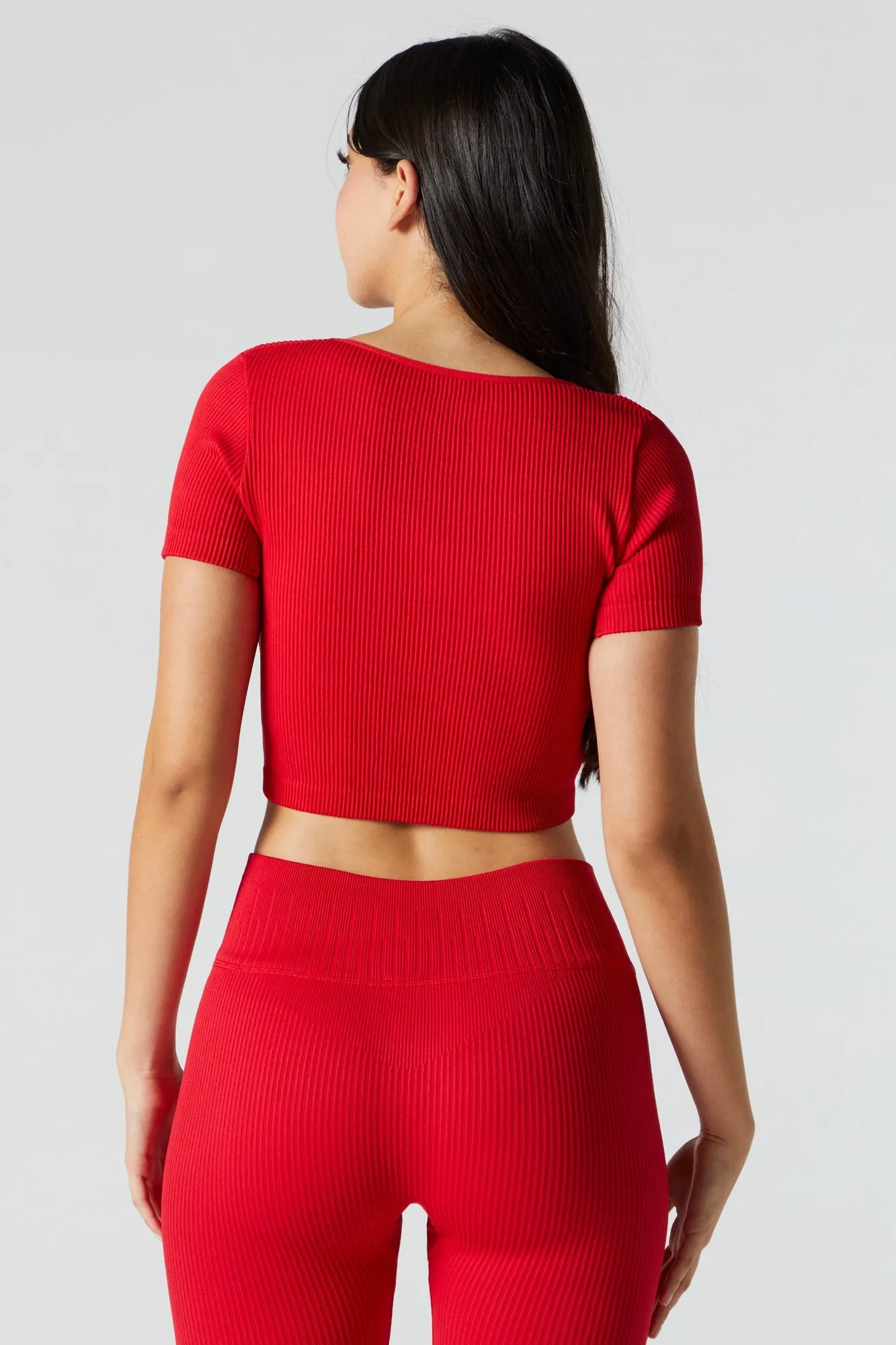 Red Sommer Ray Active Seamless Ribbed T-Shirt sold by Urban Planet product image thumbnail 2