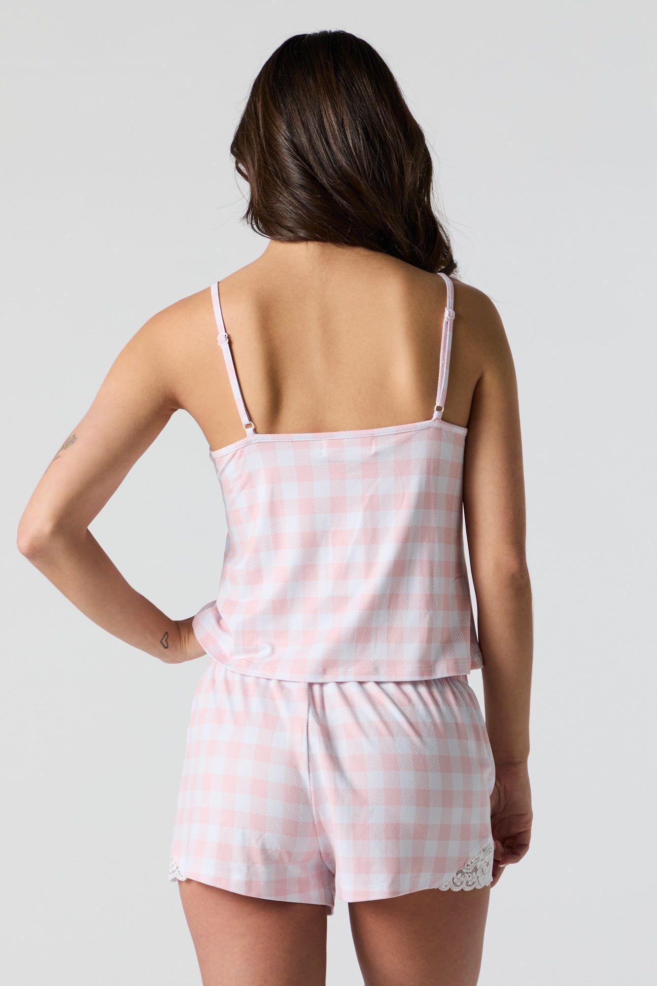 Ensemble pyjama à carreaux avec liséré de dentelle sold by Urban Planet product image thumbnail 2