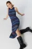 Blue Printed Mesh Sleeveless Midi Dress sold by Urban Planet