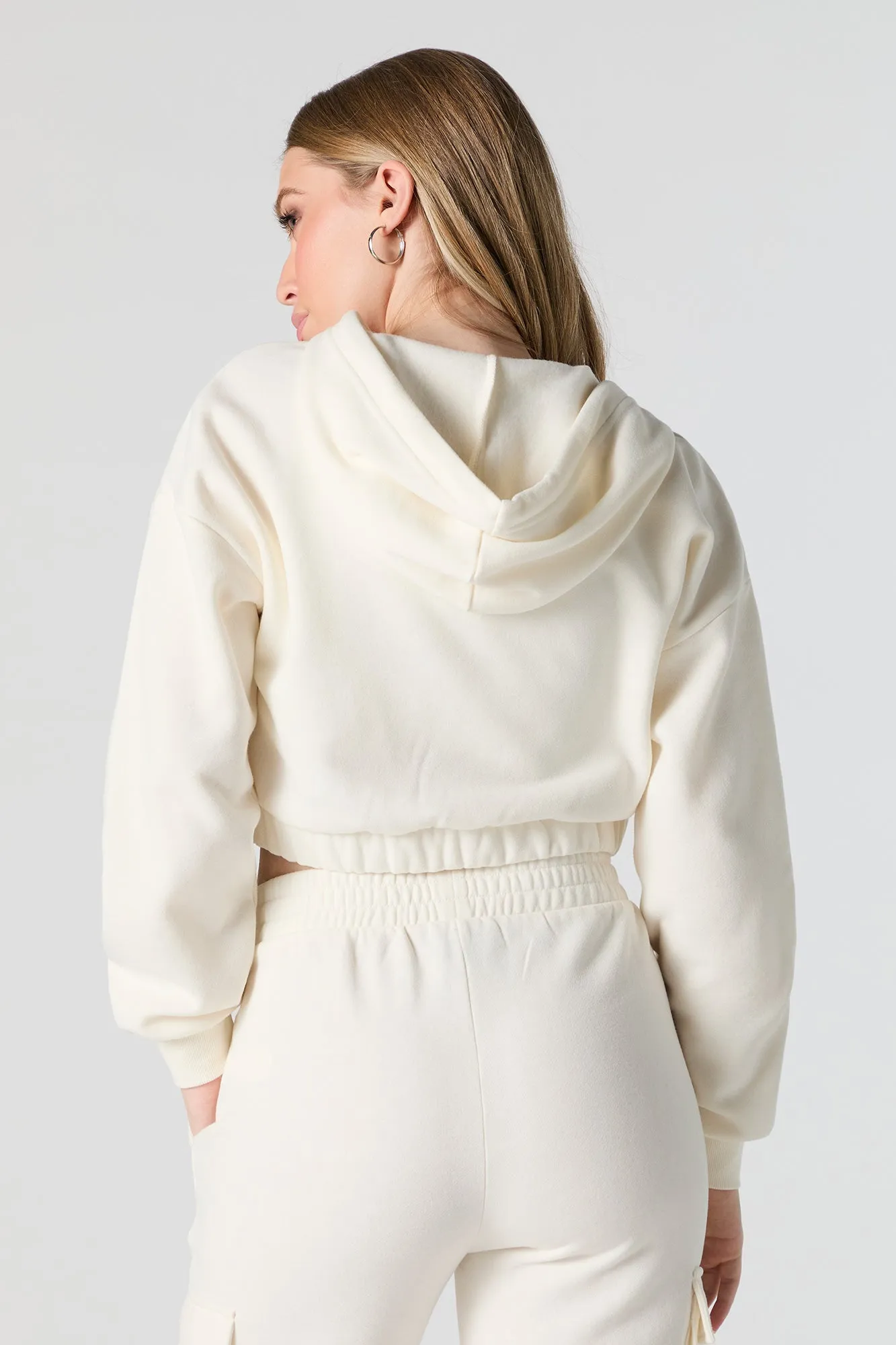 Fleece Cropped Zip-Up Hoodie sold by Urban Planet product image thumbnail 2