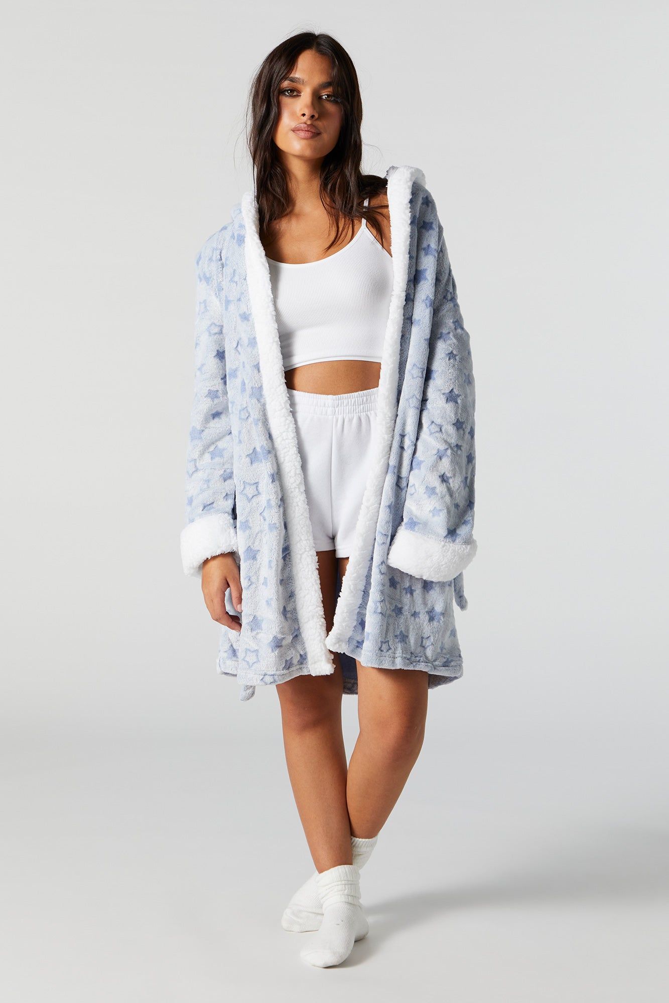 Star Print Plush Robe sold by Urban Planet