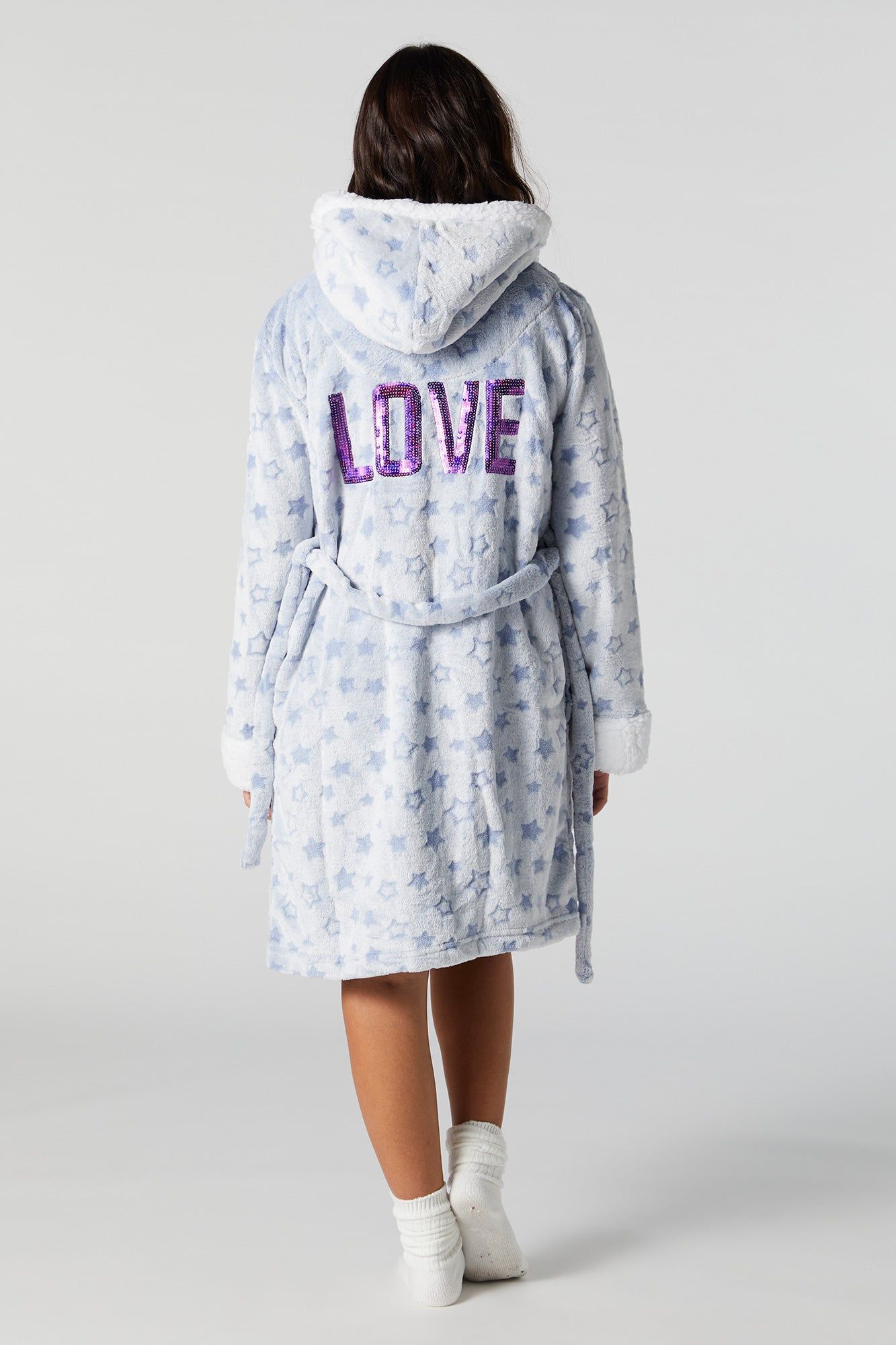 Star Print Plush Robe sold by Urban Planet product image thumbnail 3