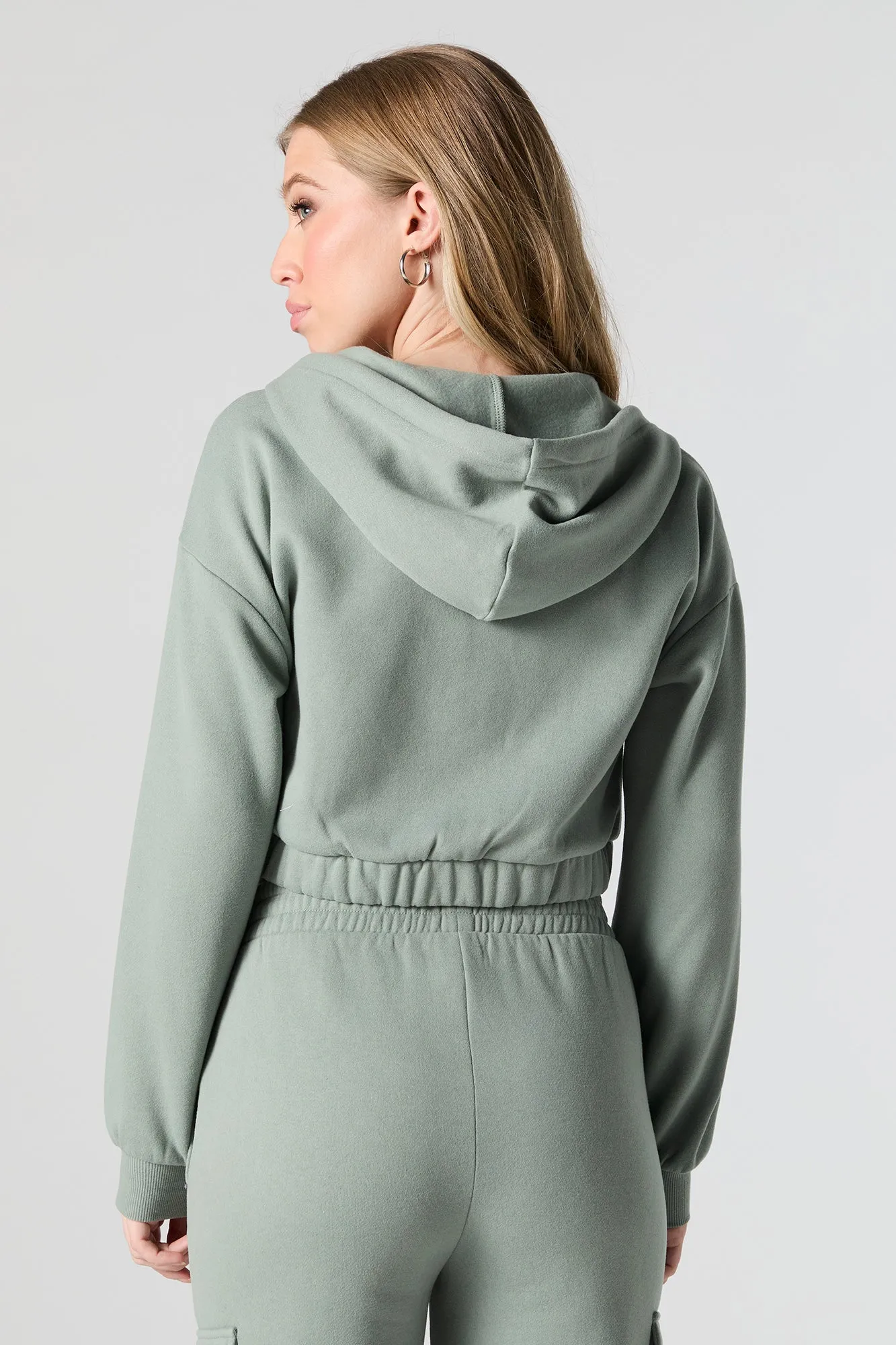 Fleece Cropped Zip-Up Hoodie sold by Urban Planet product image thumbnail 5