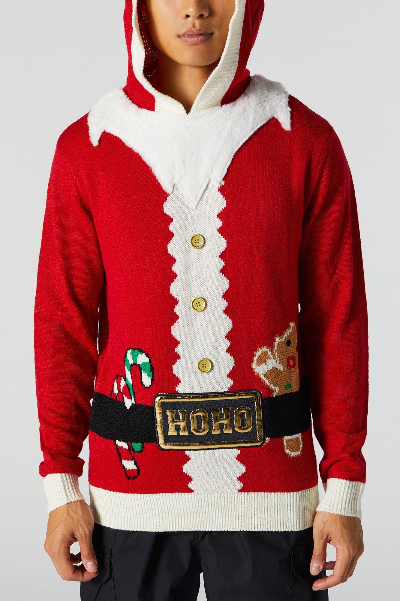 Chandail Hideux Noël à capuchon avec imprimé Père Noêl sold by Urban Planet product image thumbnail 4