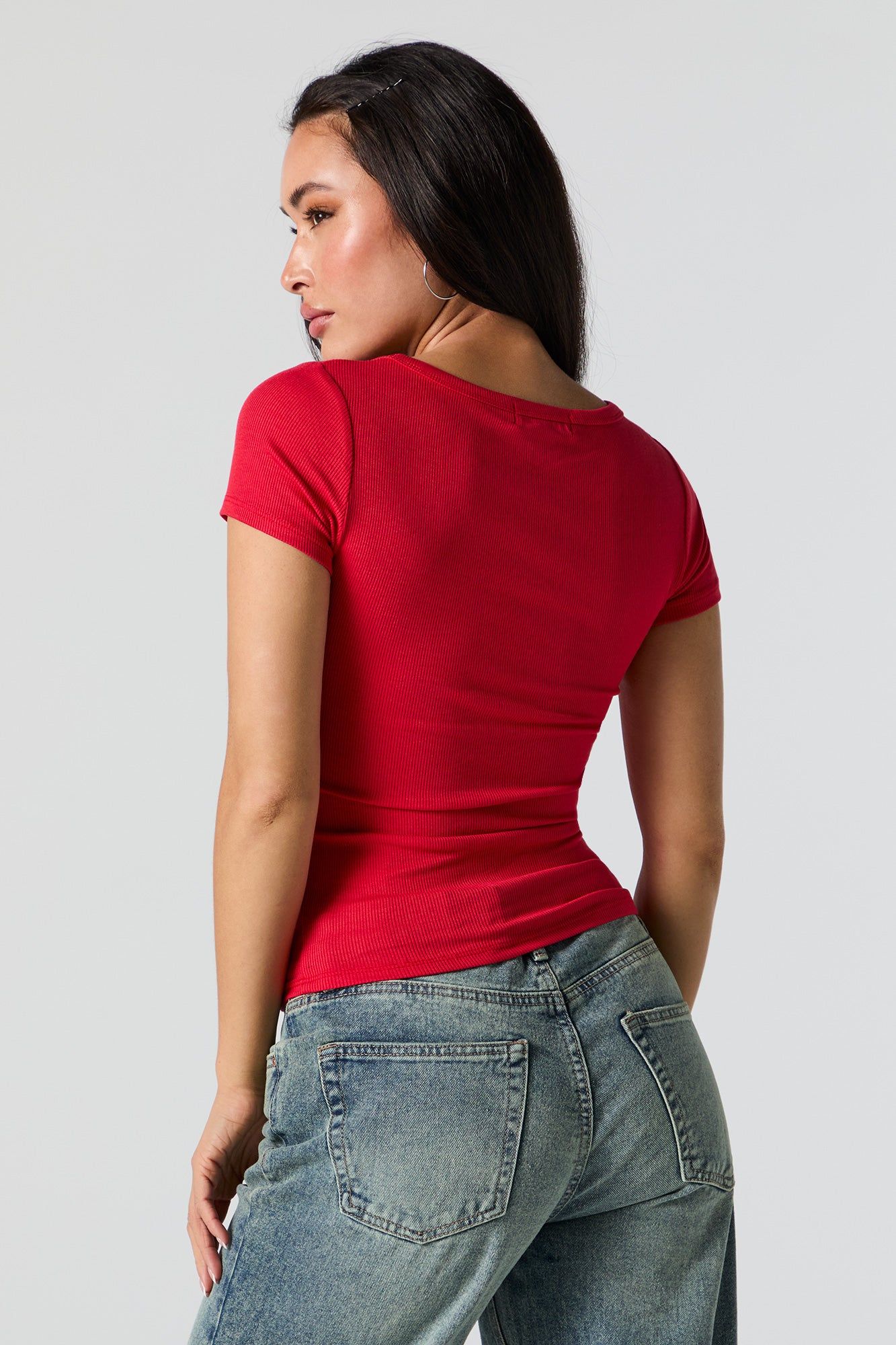 T-shirt côtelé à encolure ronde sold by Urban Planet product image thumbnail 5