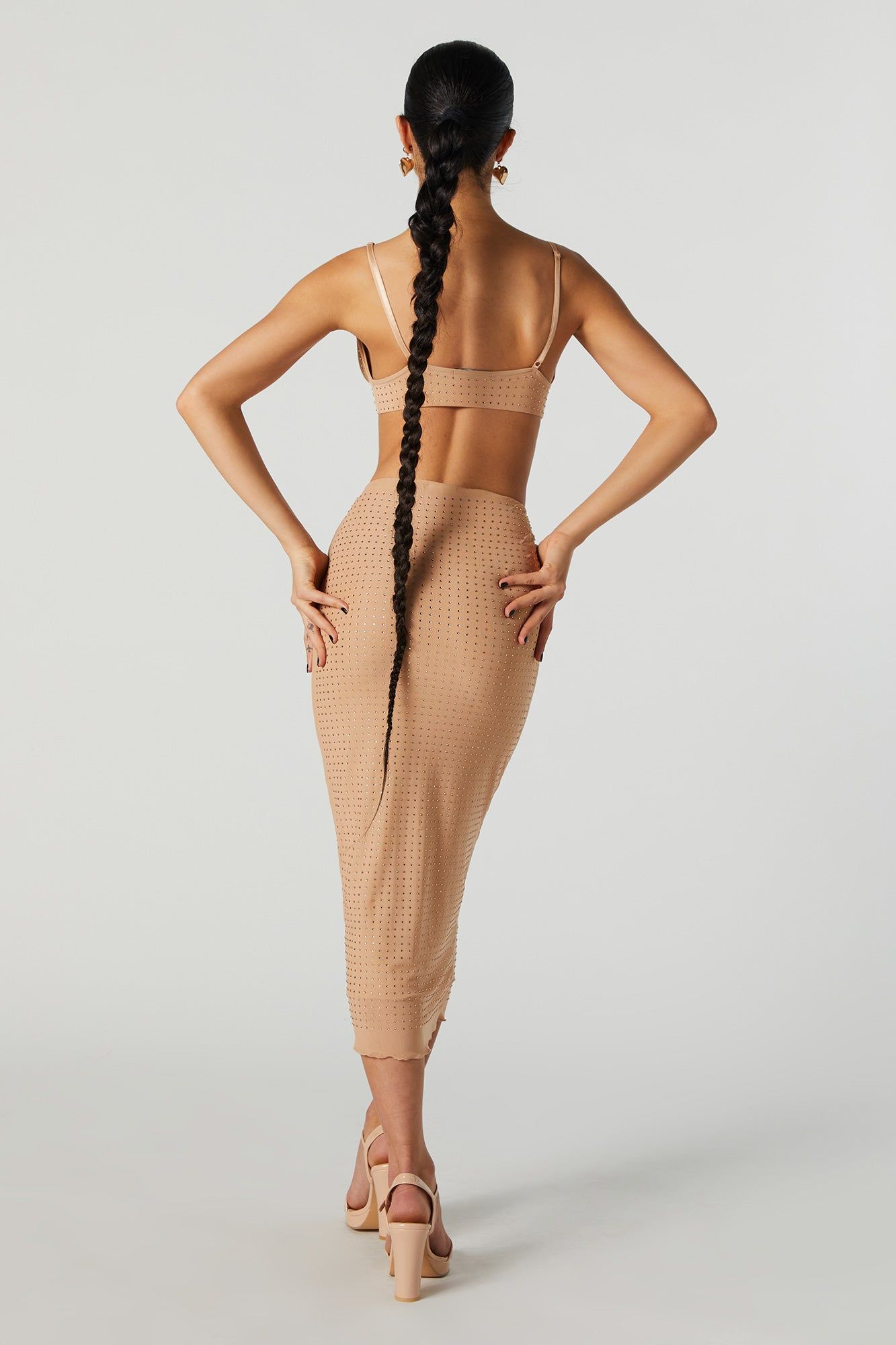 Jupe midi moulante en filet avec pierres du Rhin sold by Urban Planet product image thumbnail 5