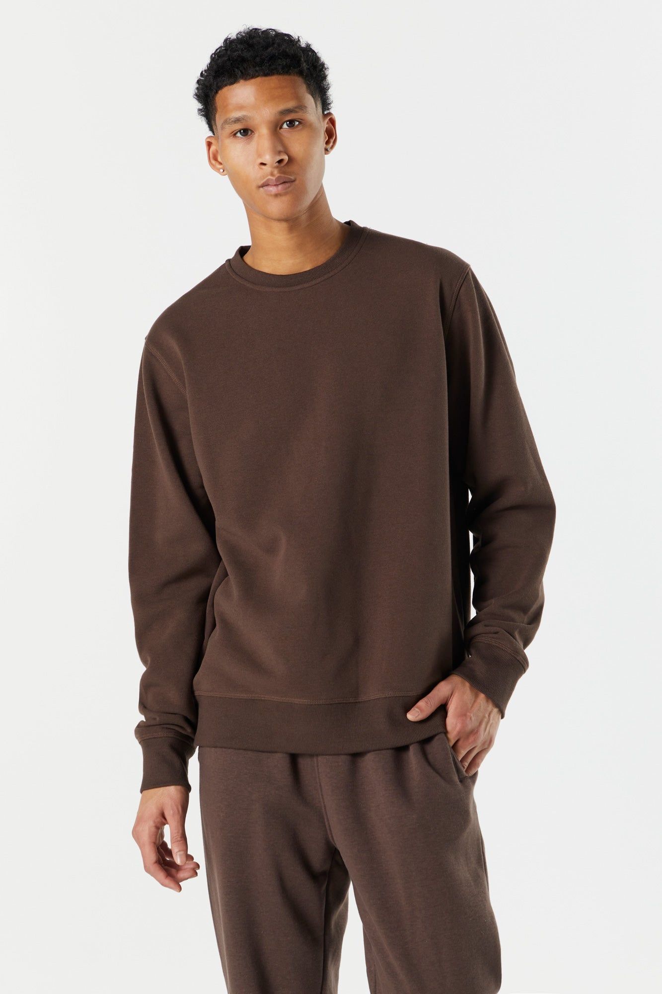 Solid Coloured Fleece Sweatshirt sold by Urban Planet product image thumbnail 4