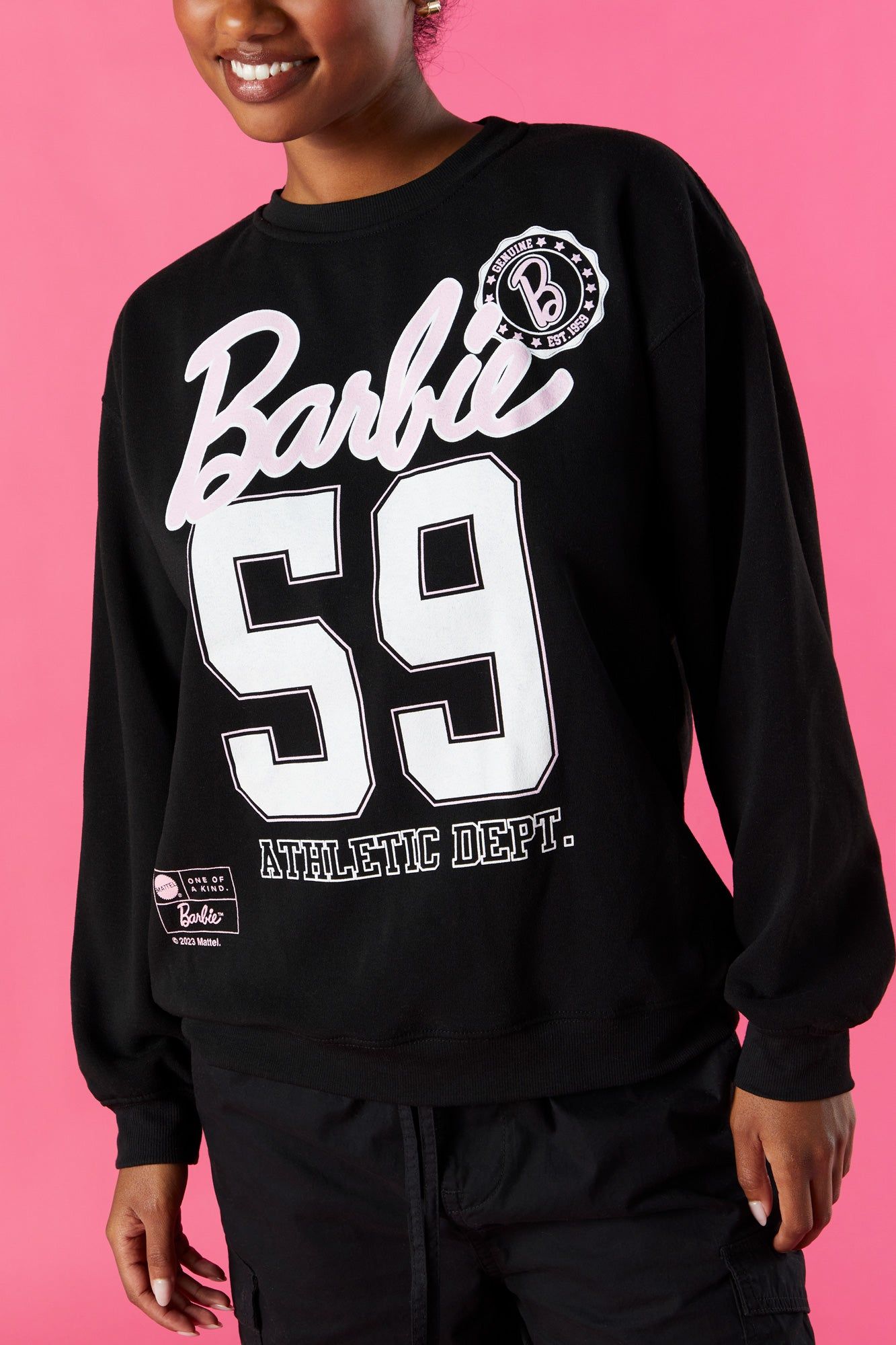 Barbie™ Black Graphic Fleece Sweatshirt sold by Urban Planet product image thumbnail 2