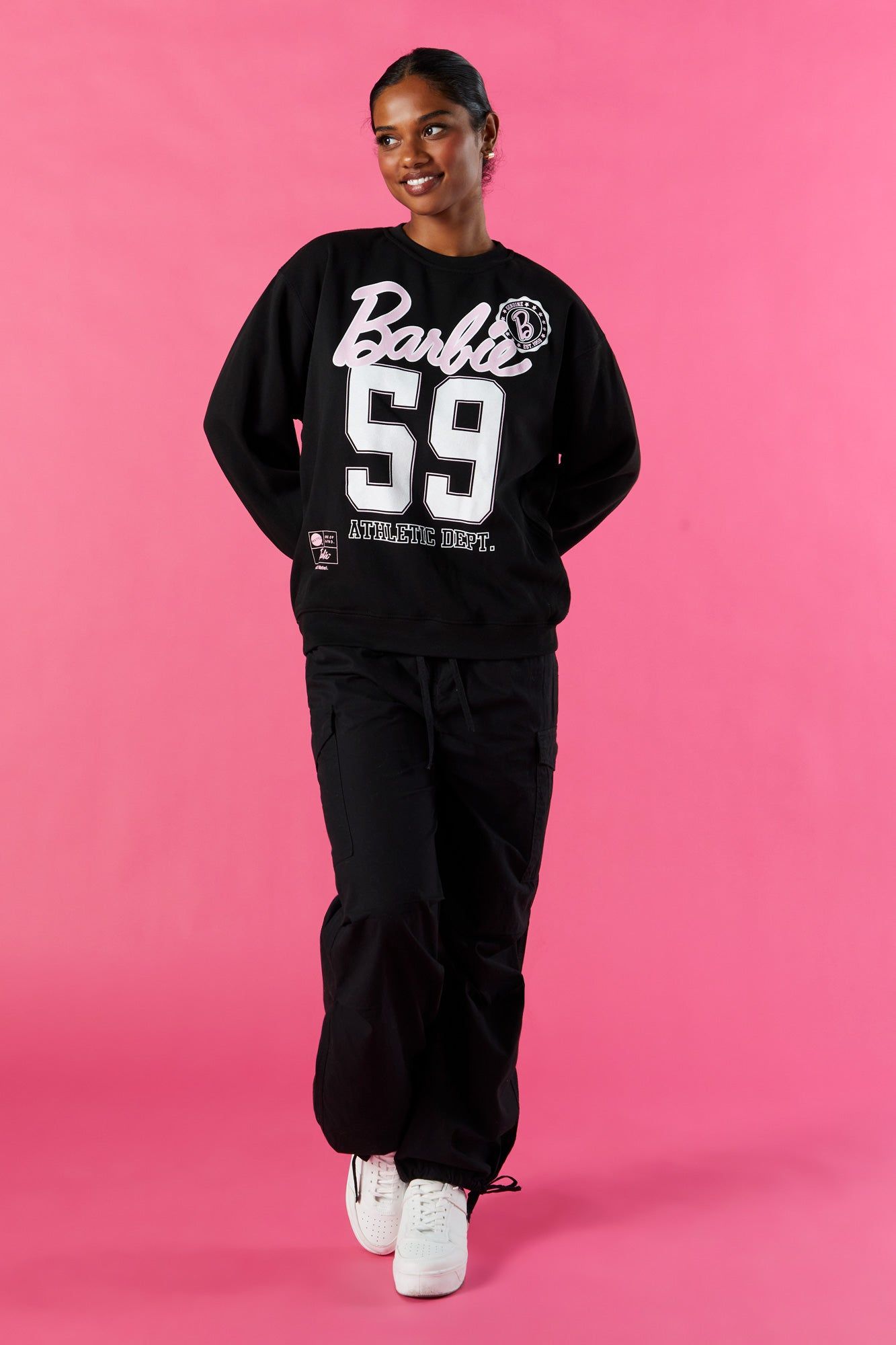 Barbie™ Black Graphic Fleece Sweatshirt sold by Urban Planet product image thumbnail 4