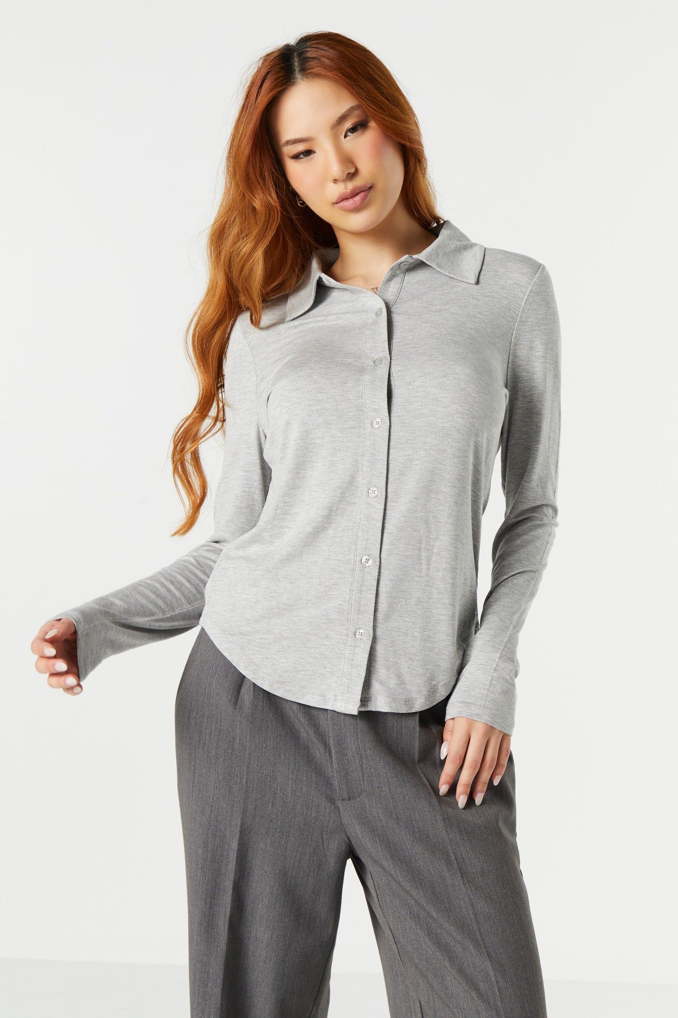 Collared Button-Up Top sold by Urban Planet