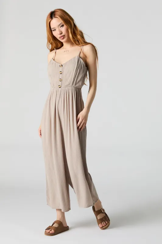 Button Front Sleeveless Jumpsuit sold by Urban Planet