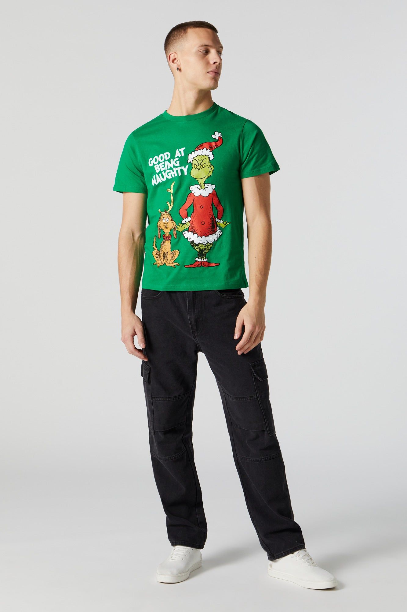 T-shirt de Noël à imprimé Being Naughty Grinch sold by Urban Planet product image thumbnail 3