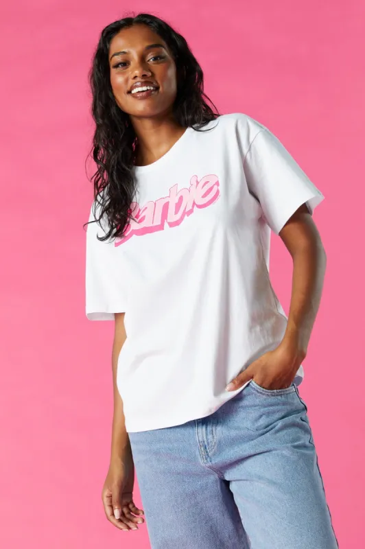 Barbie™ White Graphic Boyfriend T-Shirt sold by Urban Planet