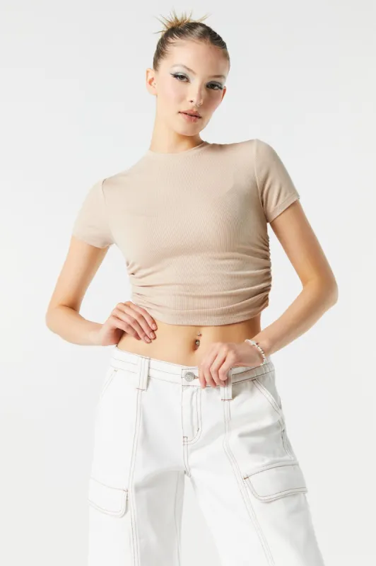 Ribbed Side Cinched Crop Top sold by Urban Planet