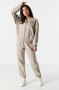 Embroidered Zip Up Varsity Hoodie sold by Urban Planet