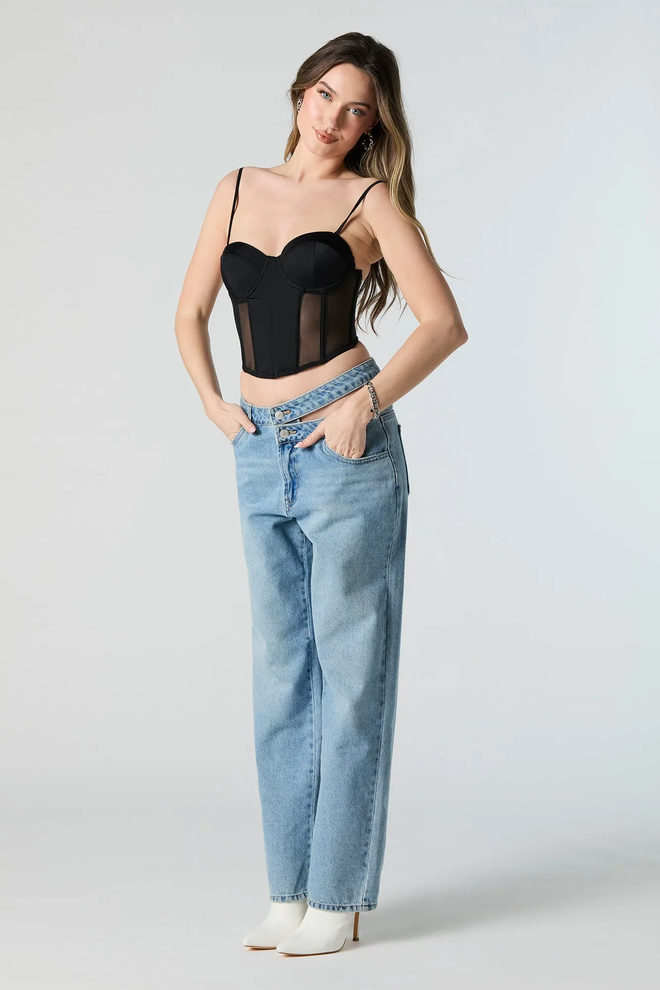 Sweetheart Mesh Corset Tank sold by Urban Planet product image thumbnail 4