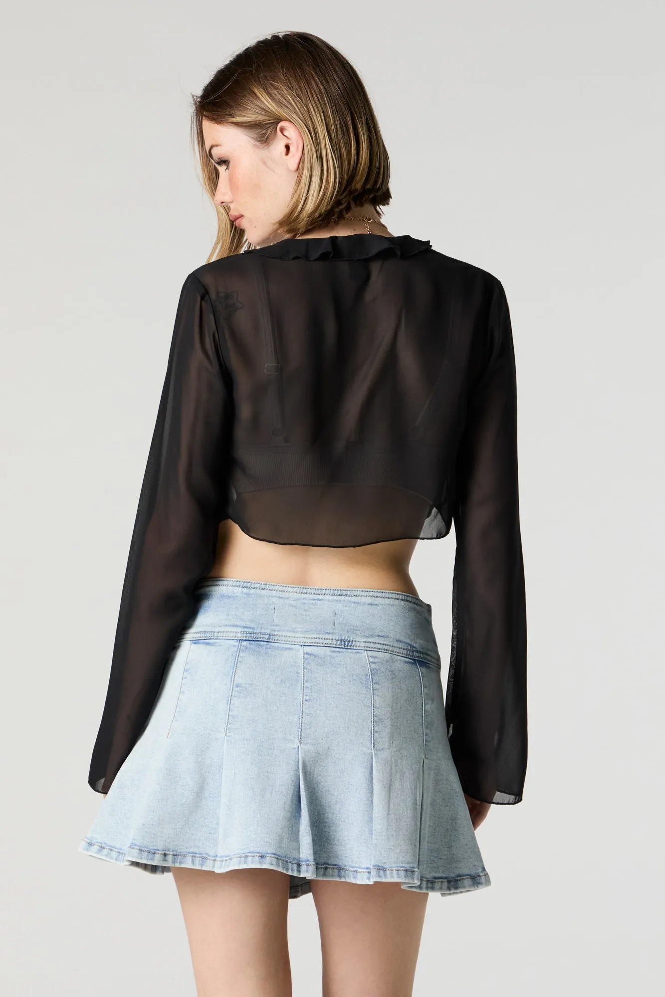 Pleated Denim Mini Skirt sold by Urban Planet product image thumbnail 5